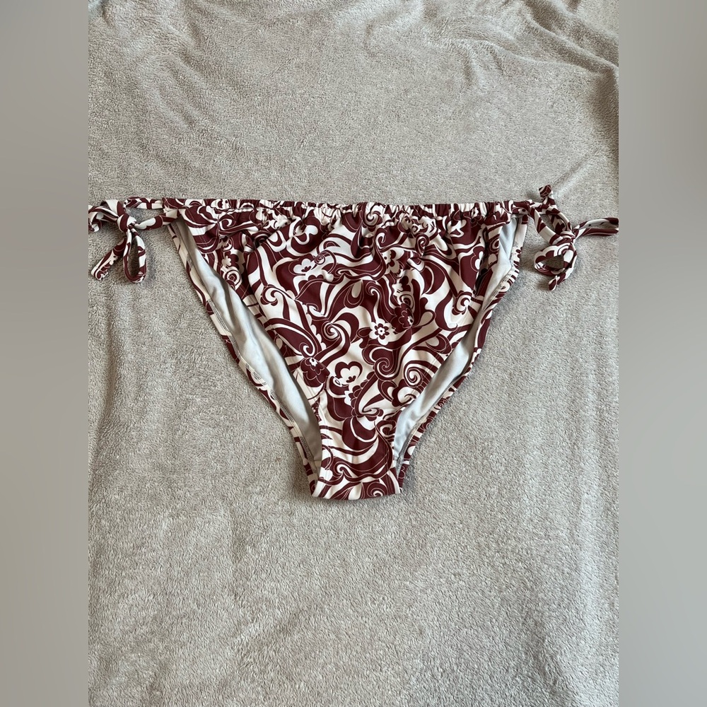 Wild Fable Women Low Rise Floral Bikini Bottom 1X 3X NWT Cream Brown Cheeky